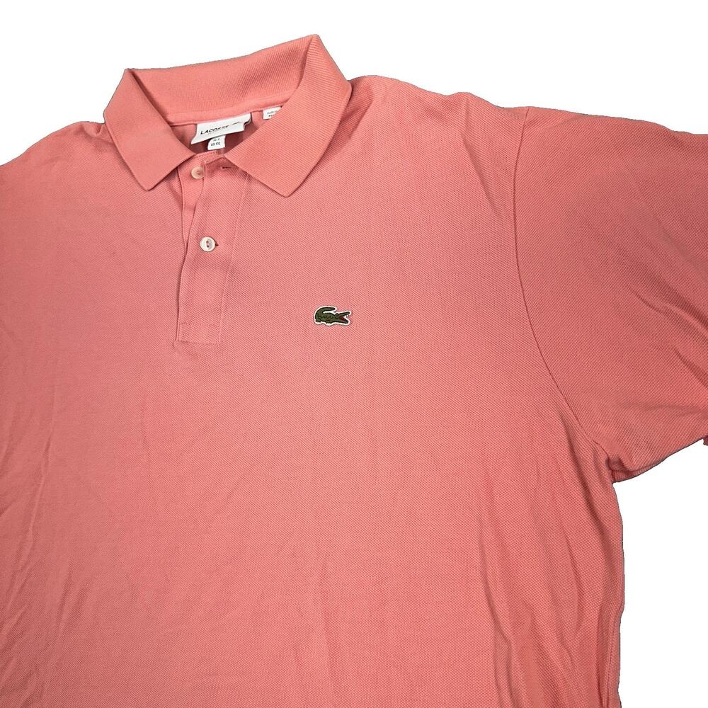 Lacoste Classic Fit Polo Shirt Mens XXL Pink salmon Solid Cotton Knit Logo